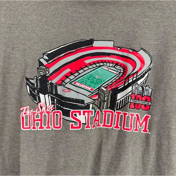 Ohio Stadium The Shoe Buckeyes Champion T-Shirt L Gray Unisex Large Athletic - Picture 2 of 8